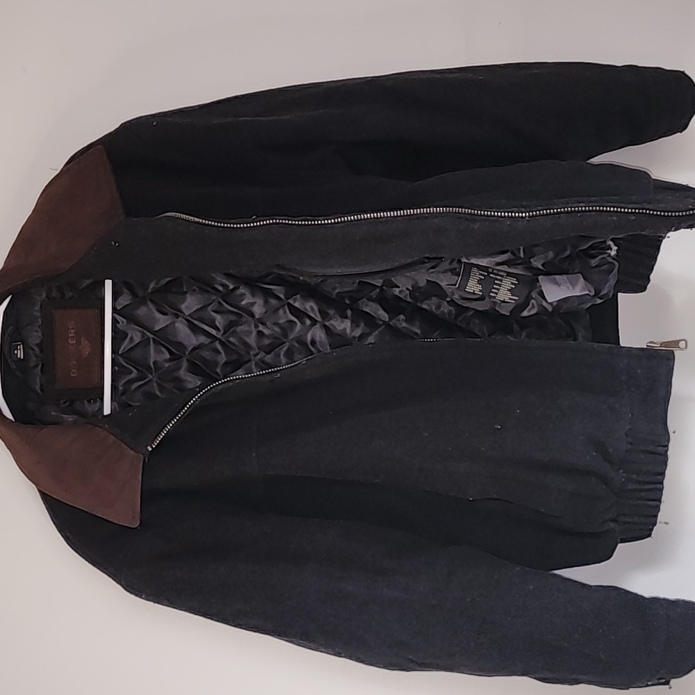 Dockers Black Bomber Jacket with Brown Collar